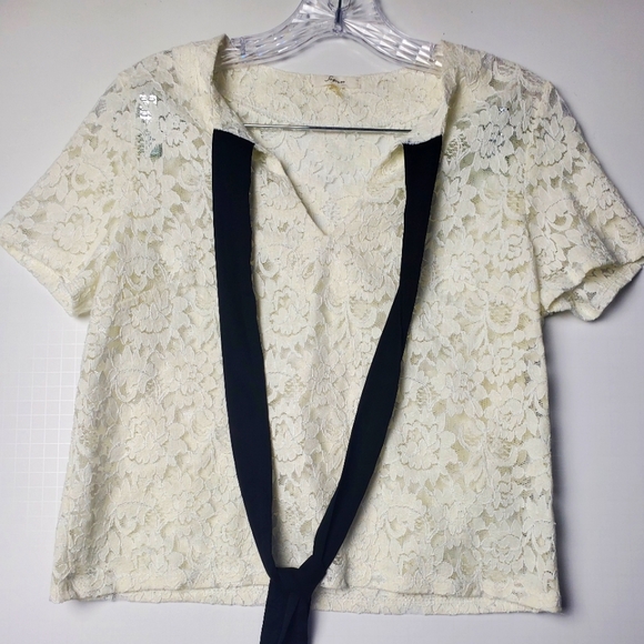 SOPRANO Lace Black Tie Blouse - Picture 1 of 5